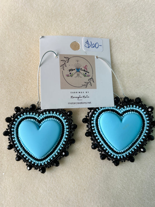 Matte Heart Earrings Beaded