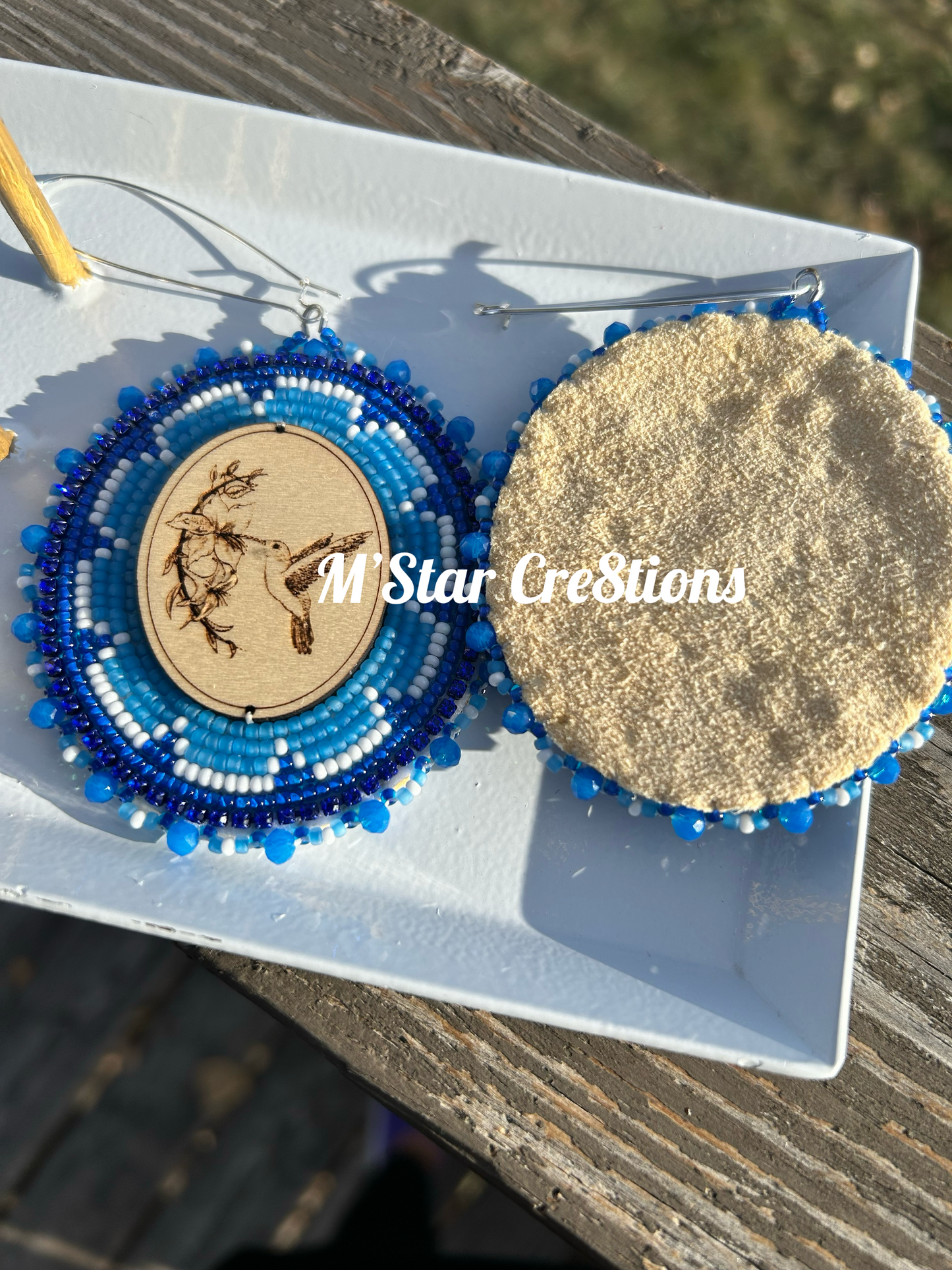 Blue Hummingbird Flower Ovals