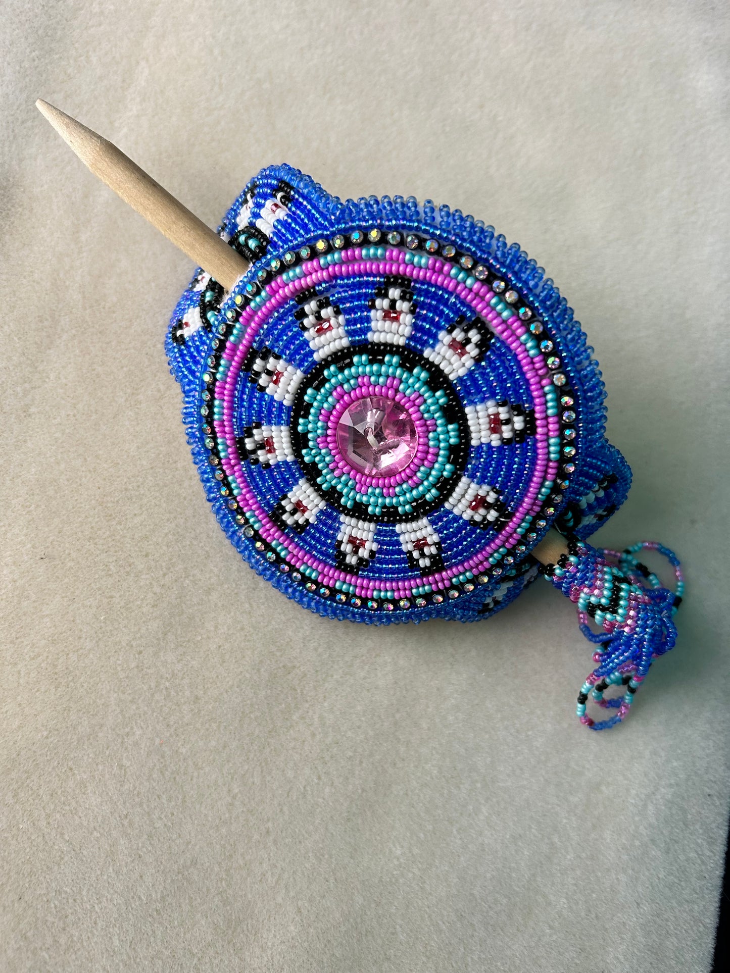 Beaded Stick Barrette for long hair