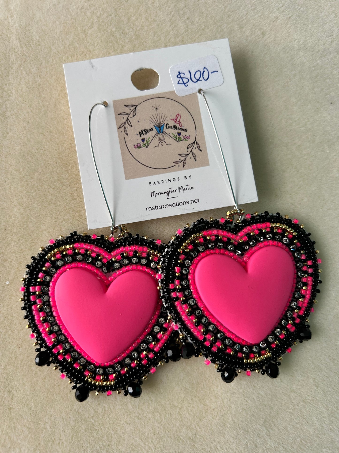 Matte Heart Earrings Beaded