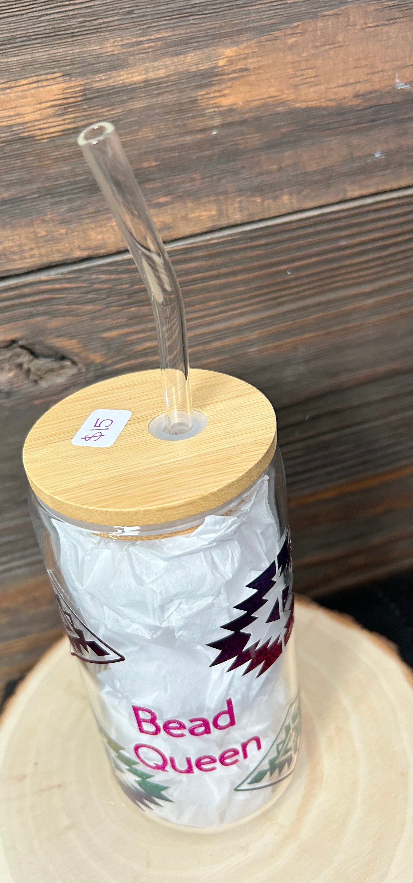 Beer can glass with permanent vinyl decor