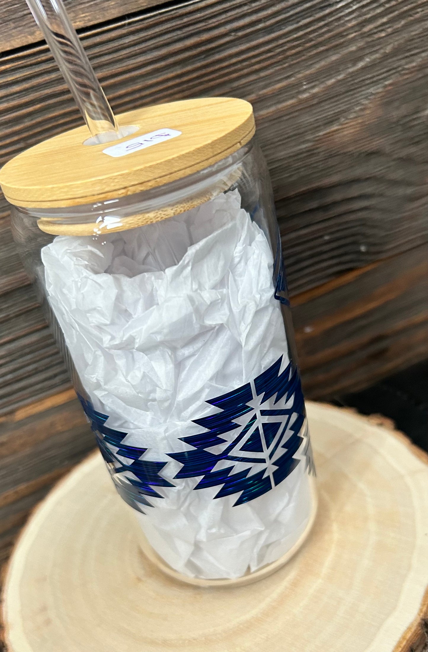 Beer can glass with permanent vinyl decor